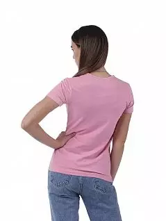 Однотонная футболка с коротким рукавом из хлопка розового цвета Sergio Dallini RTSDT651-10